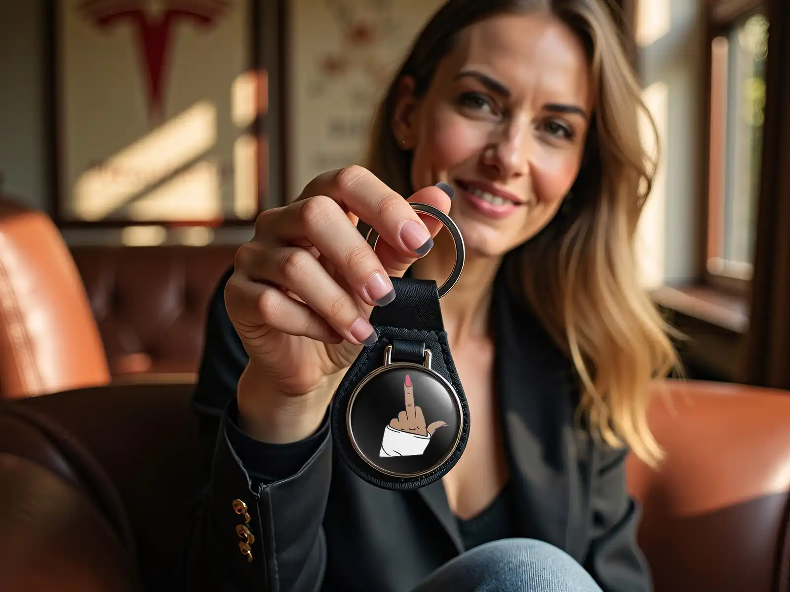 Safety Keychains High-Quality Leather Tuning Style